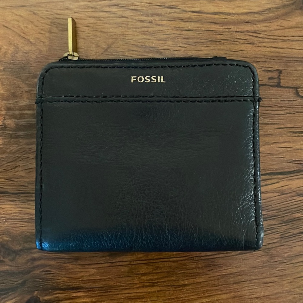 Fossil black mini wallet